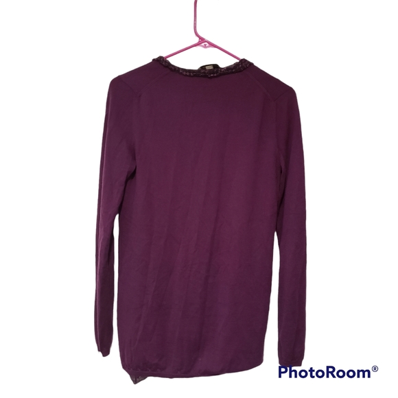 Burberry sweater cardigan purple wool cashmere silk size S - Picture 2 of 7